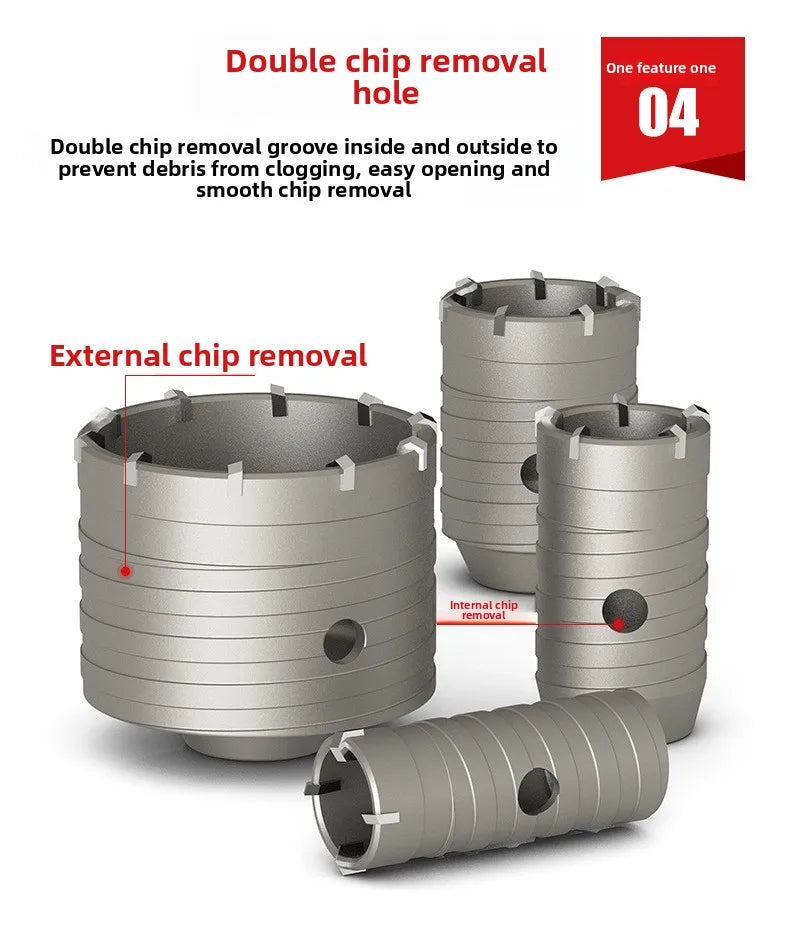 Wall hole opener drill bit impact drill set for drilling brick walls, air conditioning, concrete, and expanding water pipes.