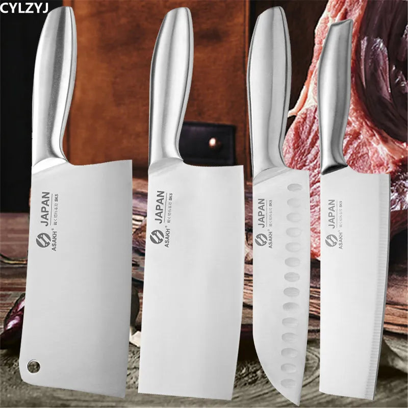 Japanese Stainless Steel Kitchen Knife Set - Chopping, Slicing Meat, Fish, Vegetables