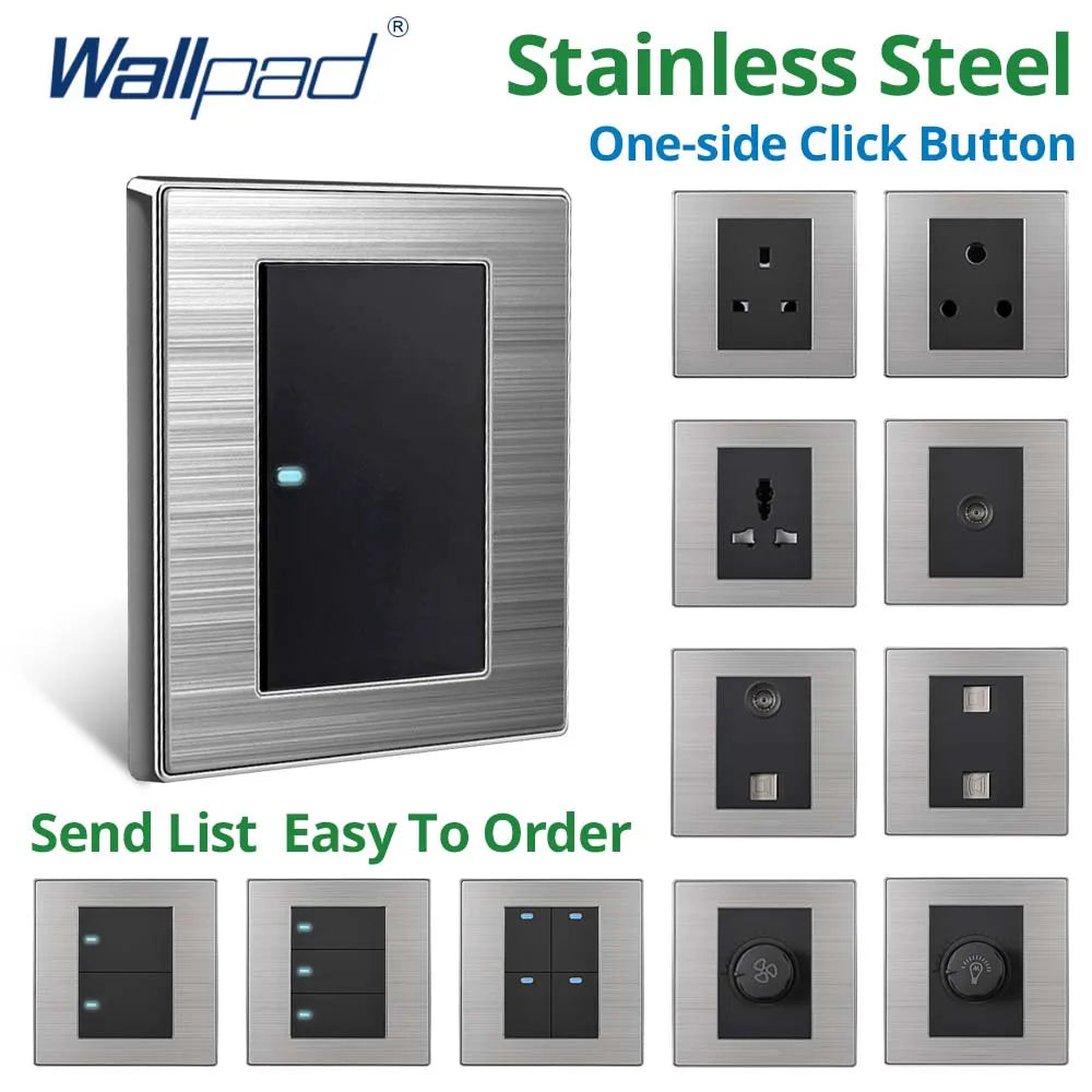 2-way wall light switch, stainless steel, LED.