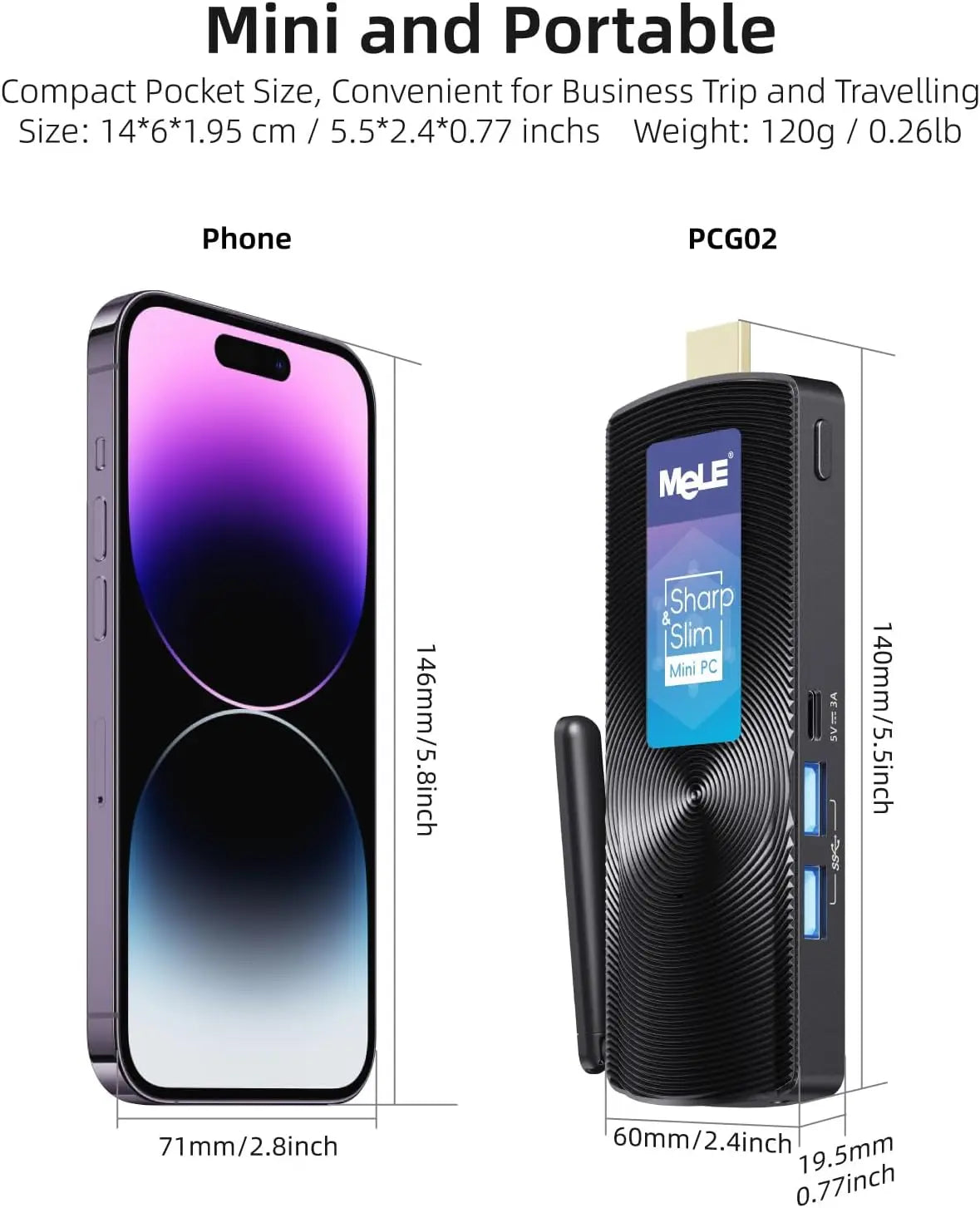 MeLE PCG02 - Fanless Mini Stick Computer Windows 11