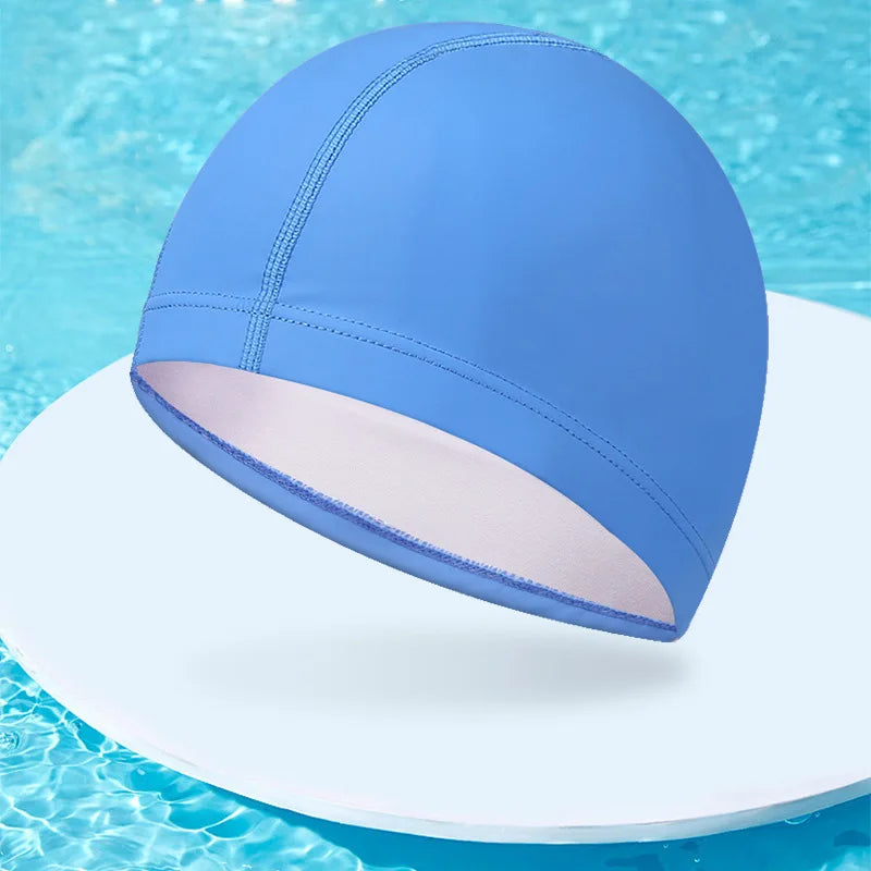 Mũ bơi Lycra co giãn in logo, đủ size cho bé & lớn