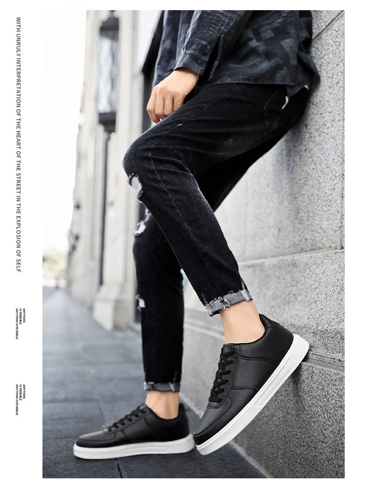 Classic White Sneakers for Men and Women, Comfortable Leather, Large Size