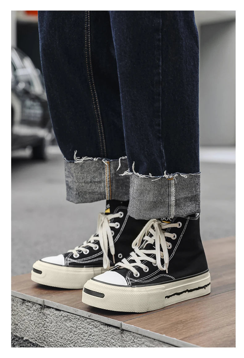 Giày Sneaker Nam Cổ Cao Phong Cách Đường Phố Xanh