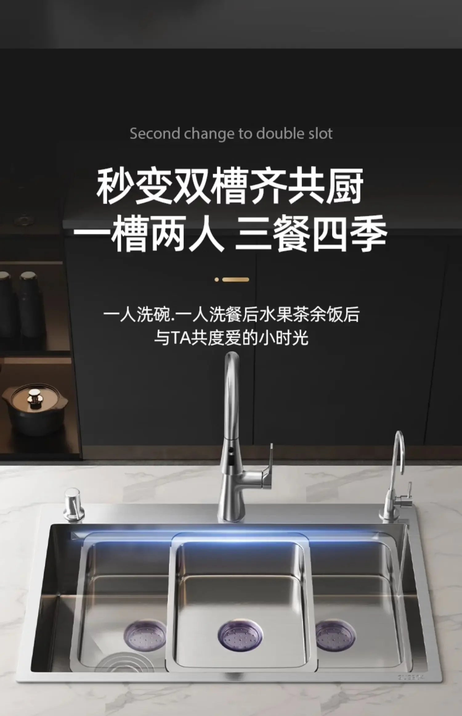 304 stainless steel sink kitchen large single  household  85x45 - Daisan Mart
