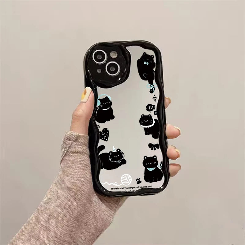 Cute Cat Makeup Mirror Case For iPhone