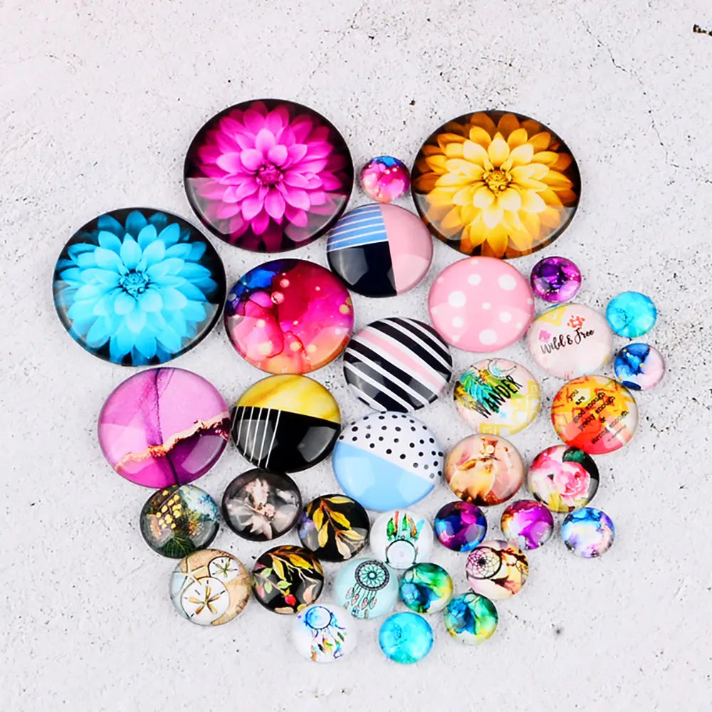 Mặt Kính Vuông Hoa Văn Xanh Cho Trang Sức Handmade