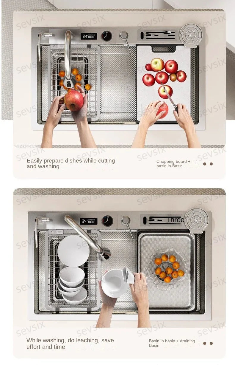 Chậu rửa bếp thông minh hiện đại chống xước bạc