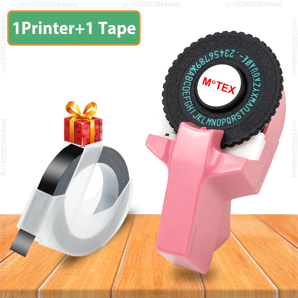 Motex E101 Portable 3D Embossing Label Printer Similar as B90 Dymo 12965 1610 Manual Label Maker DIY Adhesive Dymo 3D Label Tape - Daisan Mart