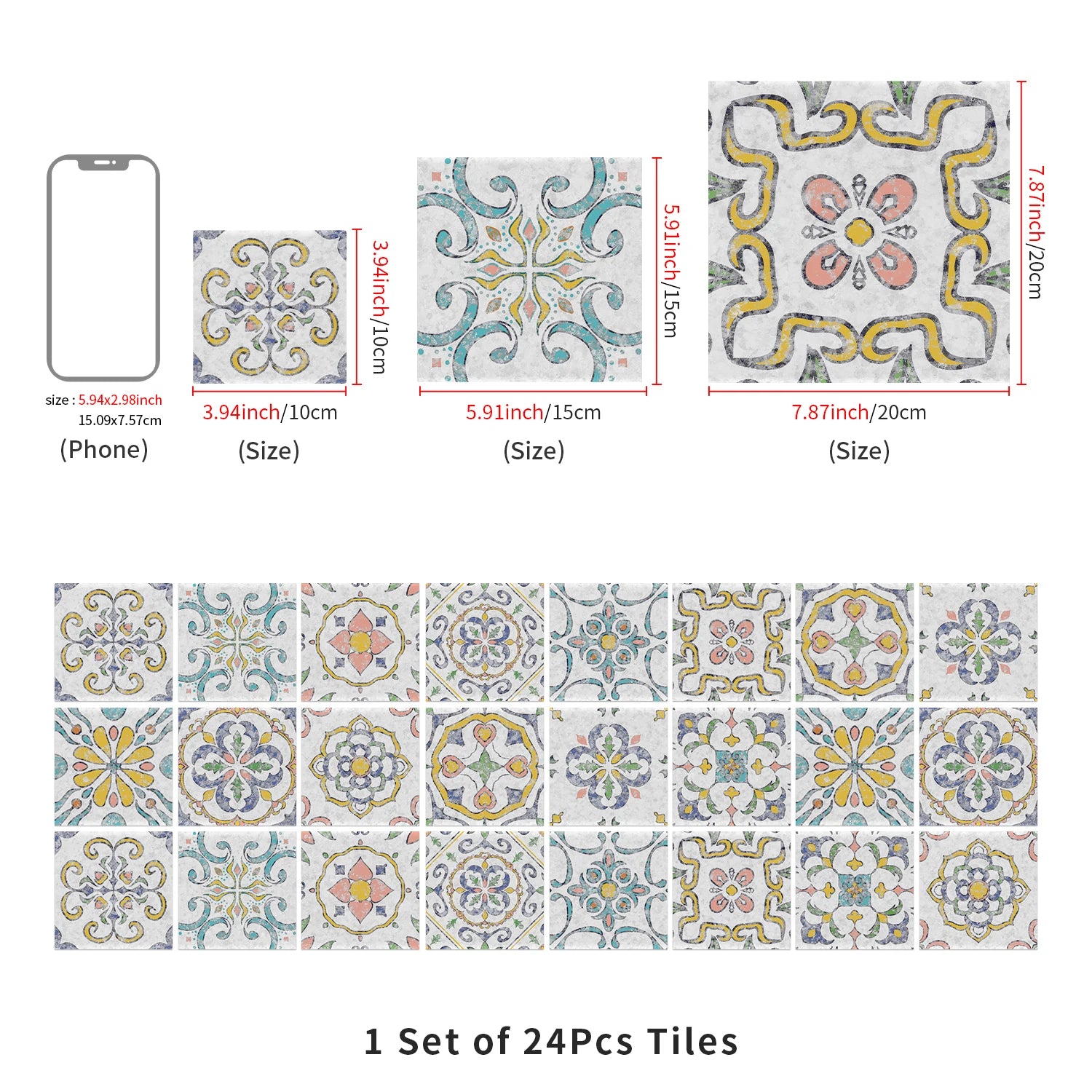 24pcs/set Blue Color Tiles Sticker Wall Stickers Kitchen Bathroom Waterproof Self-adhesive Wall Decal Home Renovation Wallpaper