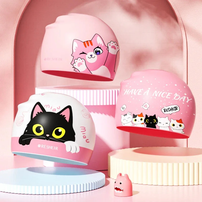 Mũ Bơi Trẻ Em Hoạt Hình Chống Nước Bảo Vệ Tai