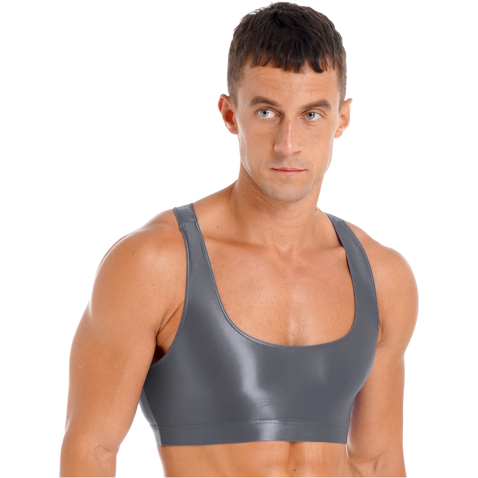 Áo Croptop Nam Thể Thao Bóng Đẹp U Neck Tập Gym Yoga