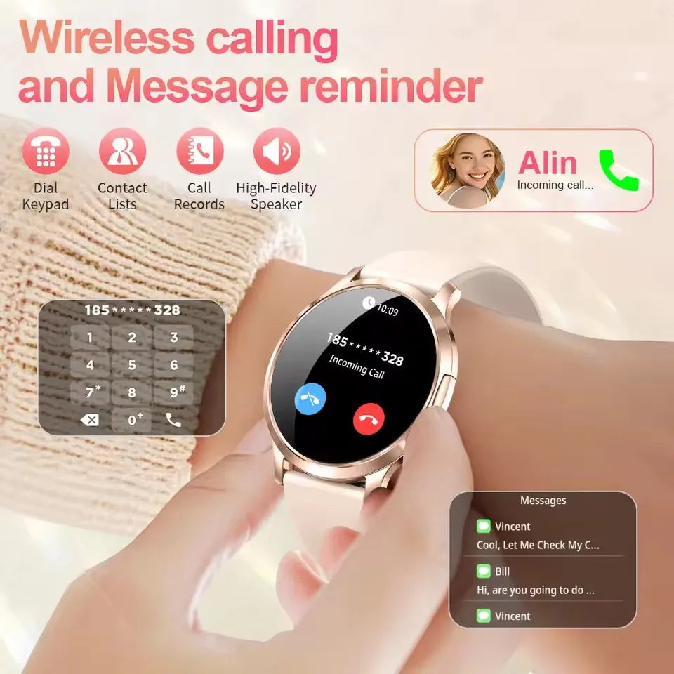 Đồng Hồ Thông Minh Nữ 2025 Màn AMOLED Chống Nước IP68