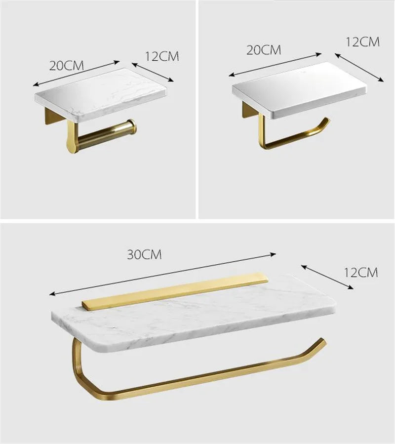 Bathroom Paper Holder Gold and White Marble Bathroom Paper Roll Holder Tissue Holder Box  Rack Toilet Paper Holder Tissue Boxes - Daisan Mart