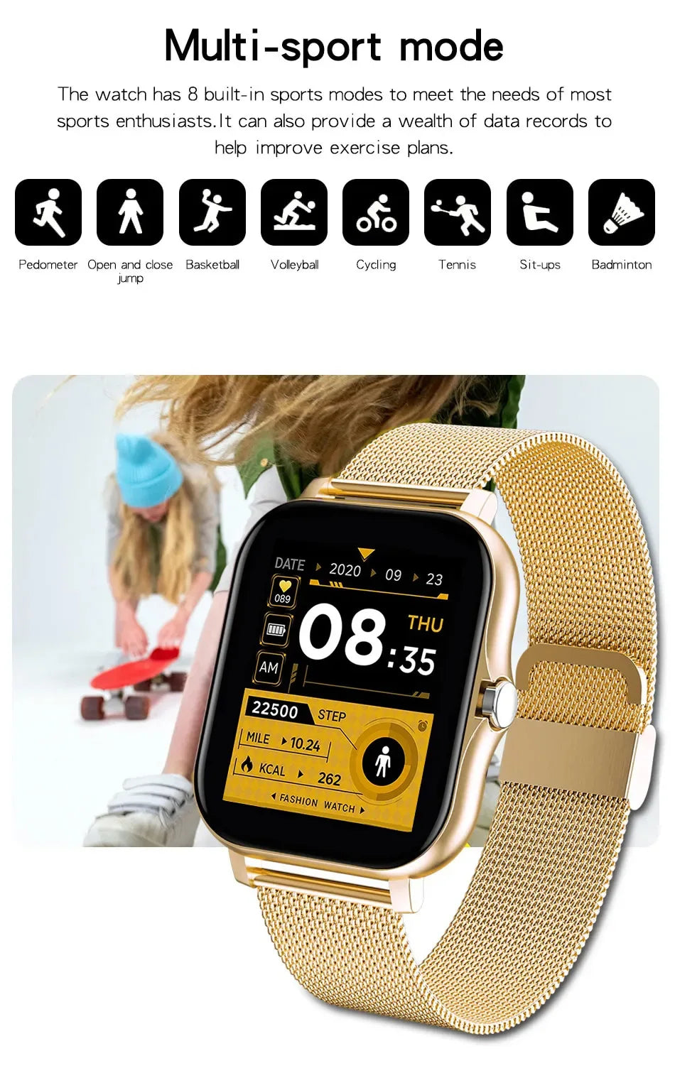 1.83'' multi-function waterproof sports smart watch