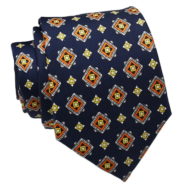 超柔軟絲質領帶，印有男士時尚圖案