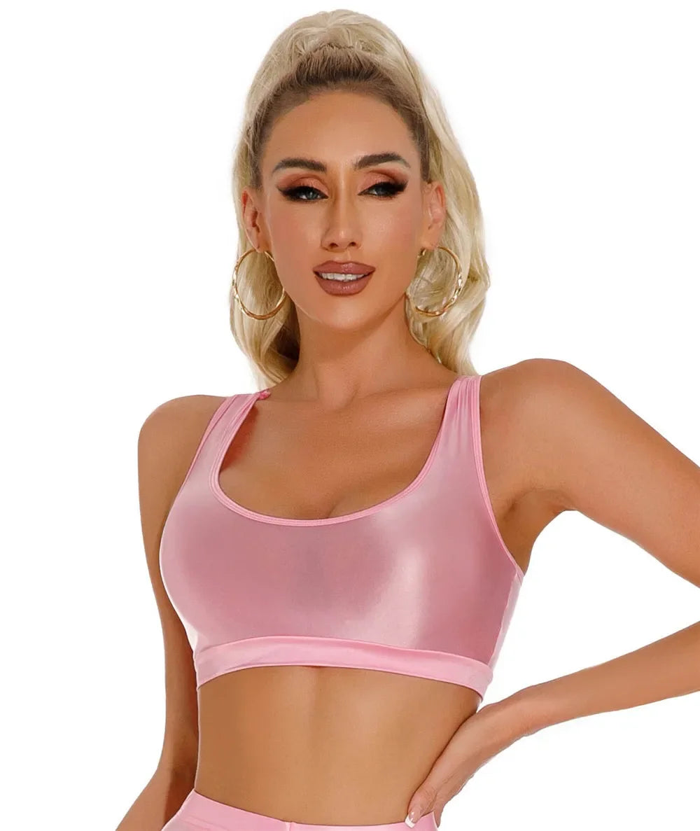 Women's Sexy Crop Top Bodycon Sports U-Neck