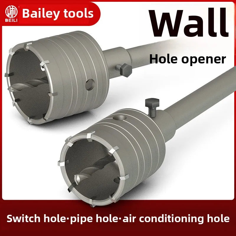Wall hole opener drill bit impact drill set for drilling brick walls, air conditioning, concrete, and expanding water pipes.