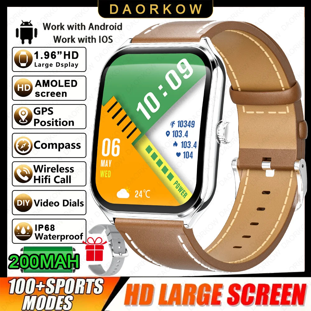 Đồng hồ thông minh mỏng nhẹ 1.96'' hỗ trợ 100+ môn thể thao