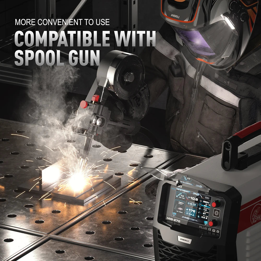 ANDELI 200A MIG Welder MIG/TIG/MMA/Aluminum Welding Gas/Gasless Semi-automatic Welding Machine 5 in 1 Multiprocess Welders - Daisan Mart