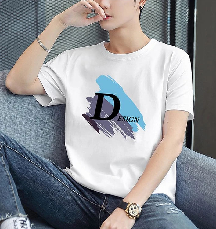 Men's White Cotton Comfortable Y2K Style T-Shirt