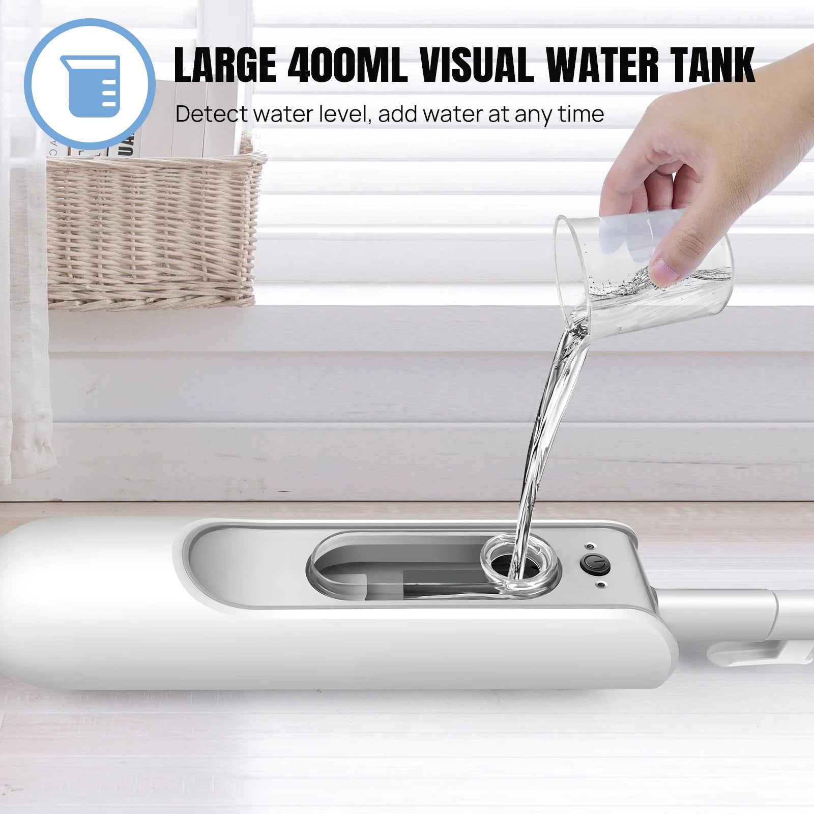 DayPlus Steam Mop & Detachable Steam Cleaner, 1500W Powerful Floor Steamer for Carpet Laminate Hardwood Grout Tile Marble, 400ml