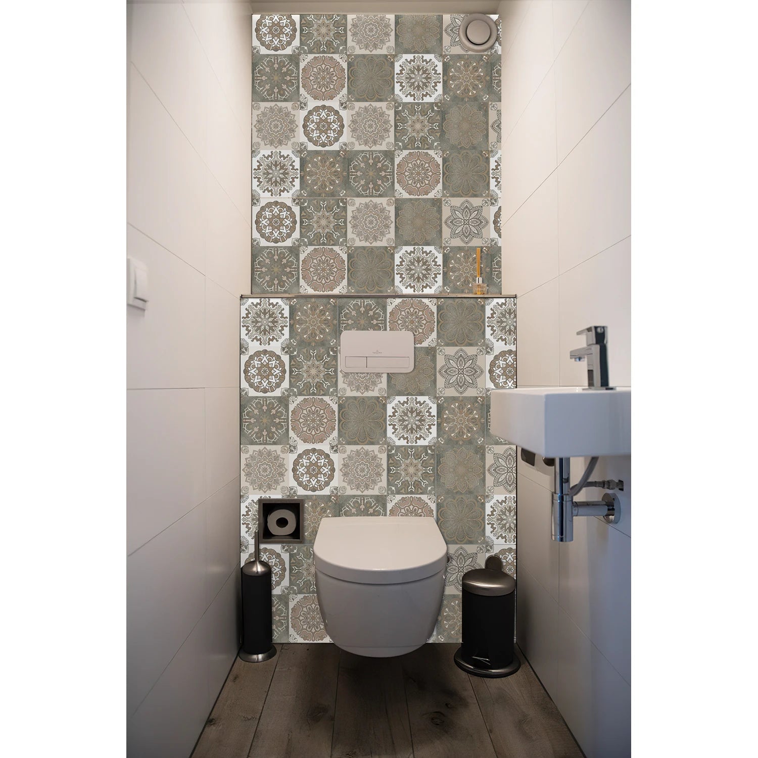 24Pcs European retro style Art Tile Wall Stickers With Self Adhesive Removable Bathroom Kitchen Waterproof Pvc Decal Wallpaper