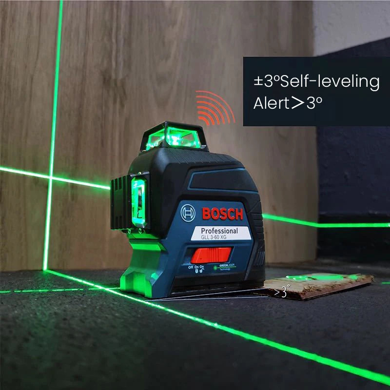 Bosch GLL 3-60 XG Laser Level 12 Lines Green 3D Level Self-Leveling 360 Horizontal &amp; Vertical Cross 30m Powerful Measuring Tool