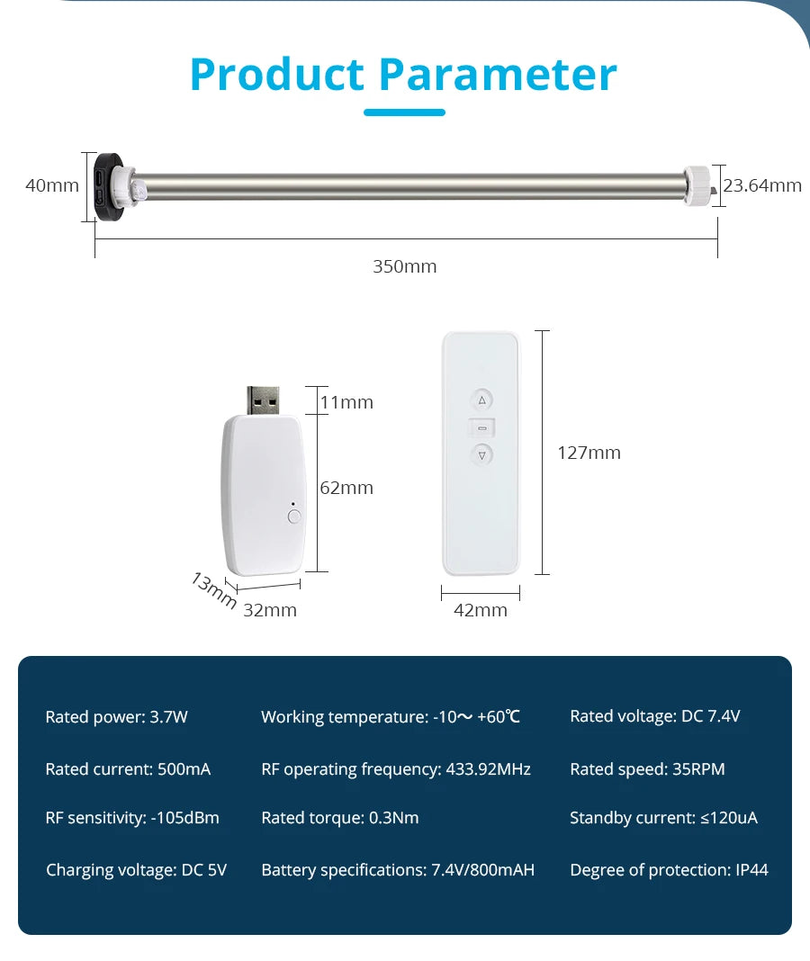 Zemismart WiFi Zigbee Smart Roller Blinds USB Charging