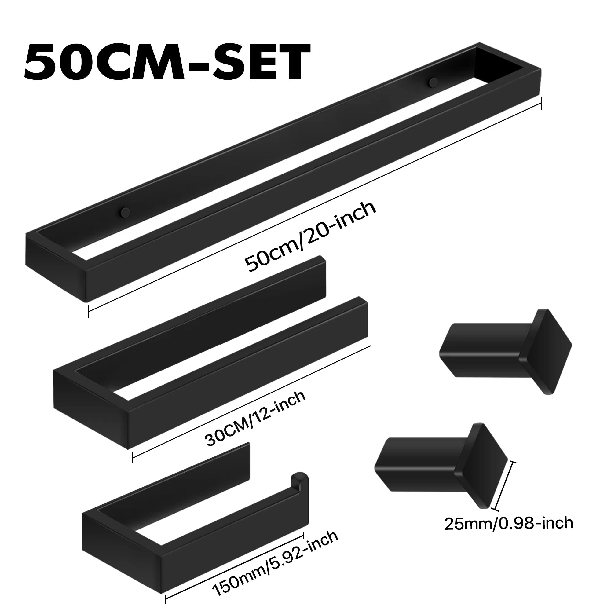###Phụ Kiện Phòng Tắm Đen: Móc Áo, Kệ Khăn, Giá Giấy