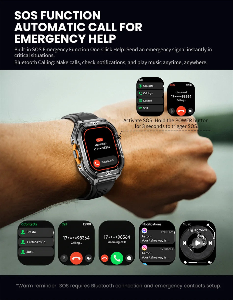 Đồng hồ thông minh GPS nam 2025 1.96 HD thể thao