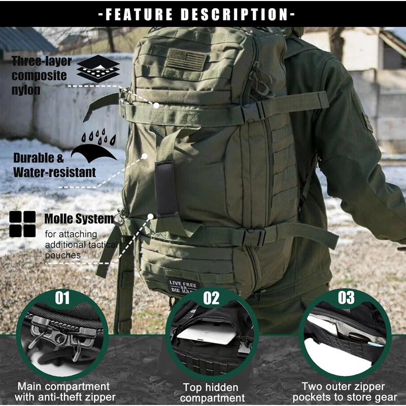 3in1 Multi-Function Military Backpack 30L/45L/80L For Men