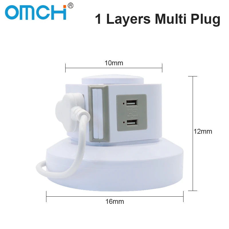 Ổ cắm tháp đa năng OMCH 4 USB, công tắc an toàn