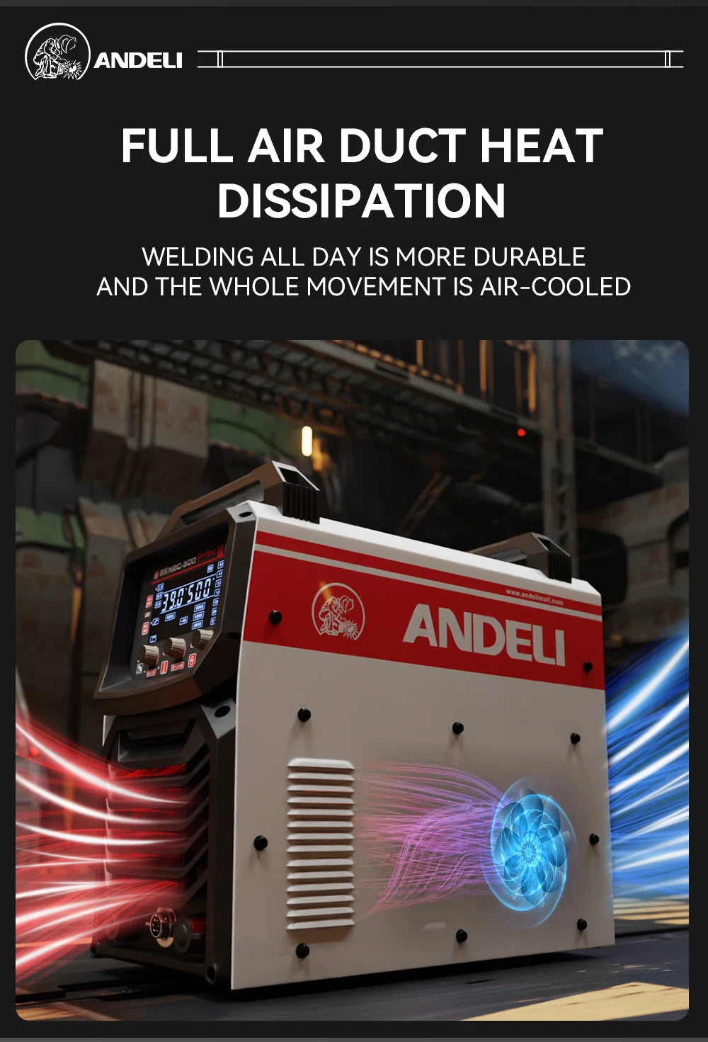 ANDELI MIG Welding Machine with Double Pulse Lift TIG MMA 3 in 1 Industrial MIG Welder with Wire Feeder - Daisan Mart