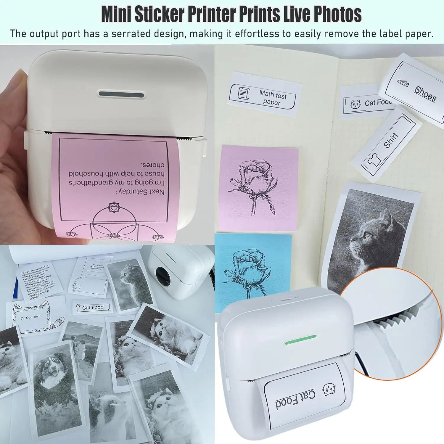 Mini Inkless Sticker Printer HD Thermal Sticky Note Print Pod Sticker Maker Portable Bluetooth Pocket Printer for Notes DIY - Daisan Mart