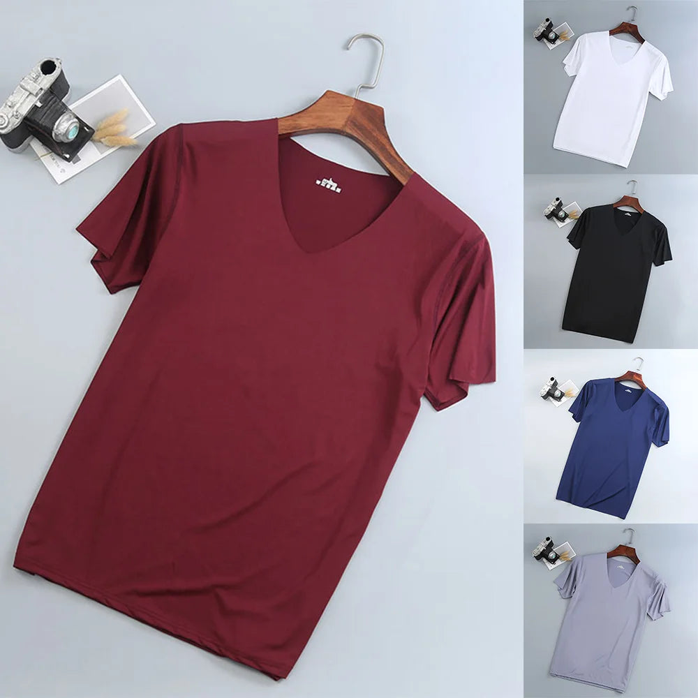 Áo Thun Nam Cơ Bản Hè V-Neck Tập Gym Thể Thao