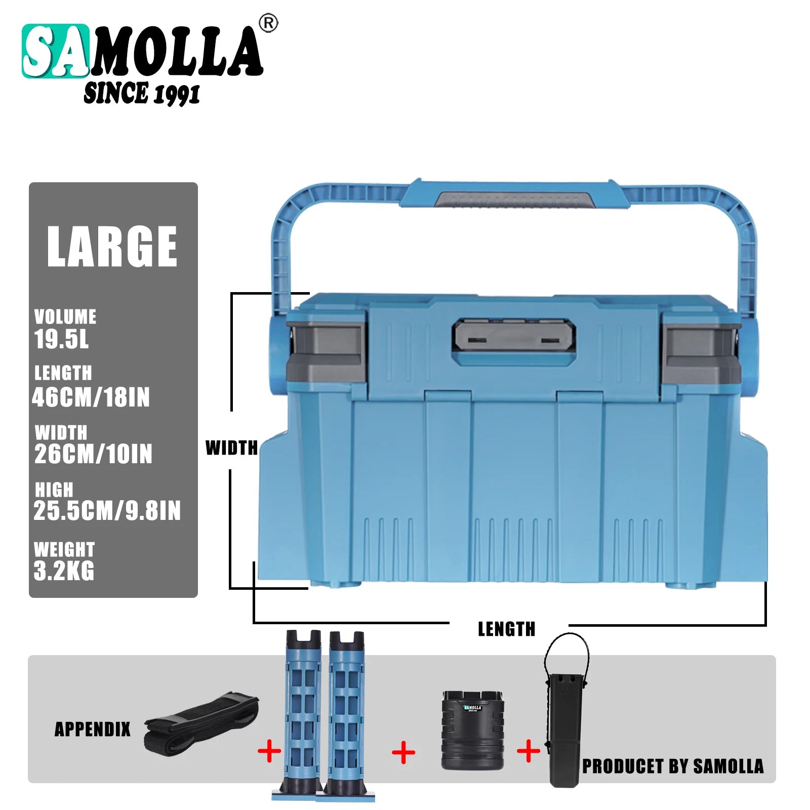 19.5L Multi-Function Fishing Box with Rod Holder &amp; Cup