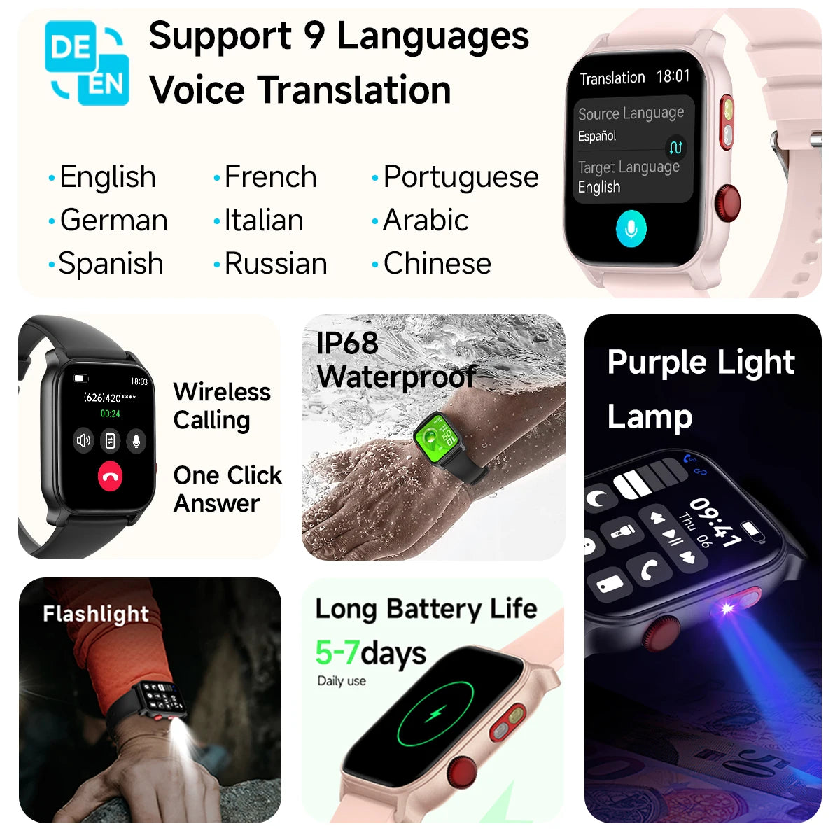 IP68 100 Sports Multi-function Translation AI Smart Watch