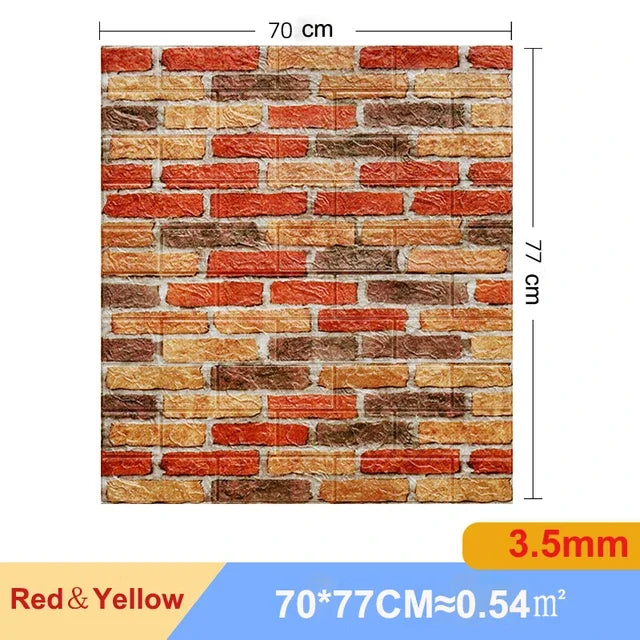 10 Pcs 3D Peel and Stick Wall Stickers Home Decor Living Room Waterproof Foam Vinyl PVC 70X77CM Self Adhesive Panels Wallpaper