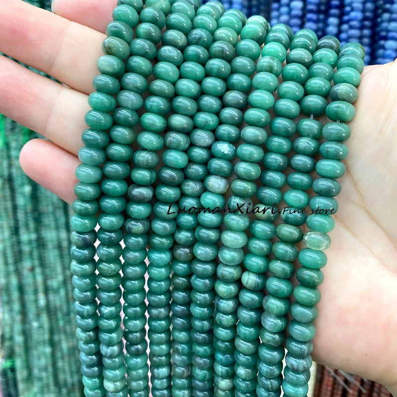 Natural Green Moss Agate Rondelle 5x8mm