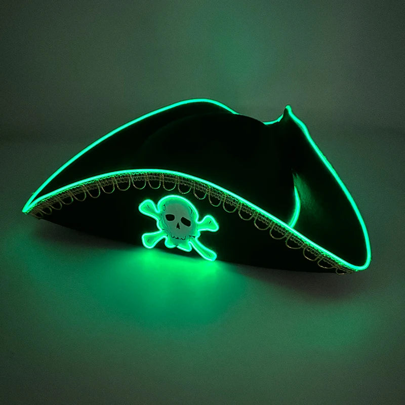 Halloween LED Light-Up Pirate Hat Skull Pattern