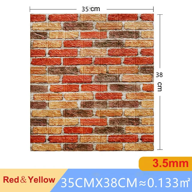 20pcs 35m*38.5cm 3DWall Sticker Solid Color Faux Brick Bedroom Home Decor Waterproof Self Adhesive DIY Living Room Wallpaper
