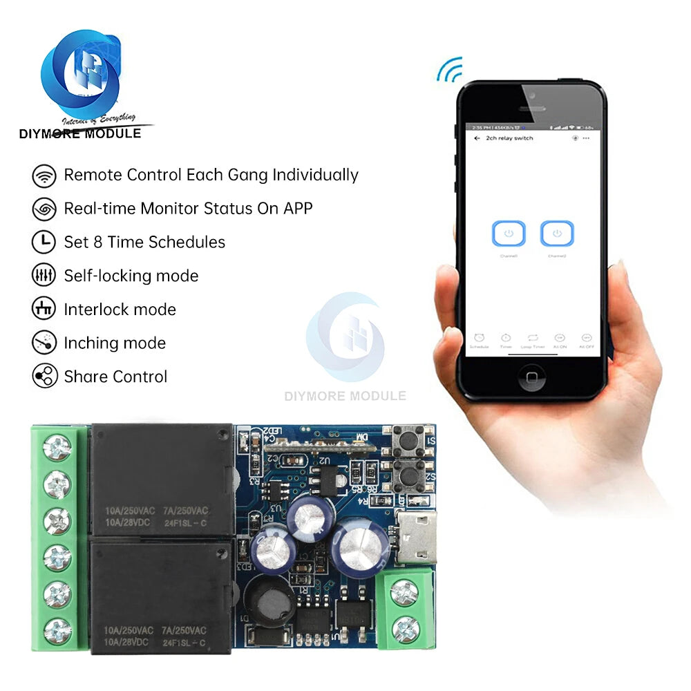 Công Tắc Wifi Thông Minh Ewelink 2 Rơ-le DC5V USB
