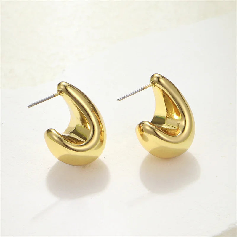 Women's Classic Thick Gold Teardrop Earrings