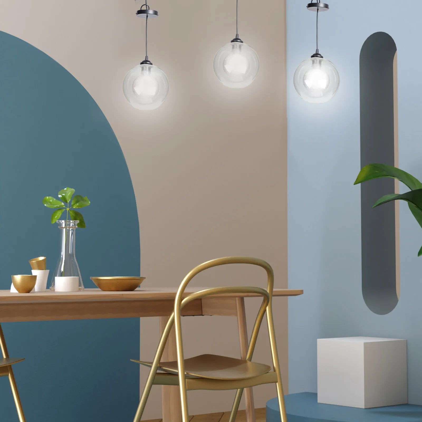 Chụp Đèn Thủy Tinh Tròn 2 Lớp Bền Cho Quạt Trần