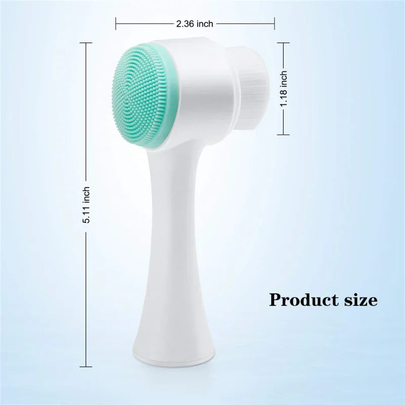 Double-sided soft exfoliating 3D silicone facial brush