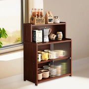 Bamboo Kitchen Cabinet 1/2/3 Layers Acrylic Door, Spice &amp; Bowl Storage