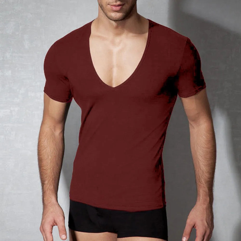 Áo Thun Nam Cơ Bản Hè V-Neck Tập Gym Thể Thao