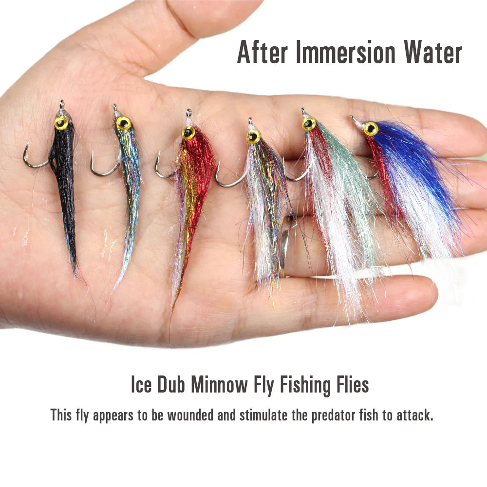 Wifreo Wounded Ice Minnow Fly Ice Dub Slowly Sinking Salmon Trout Sea Bass Pike Steelhead Redfish Fly Fishing Flies Lures 