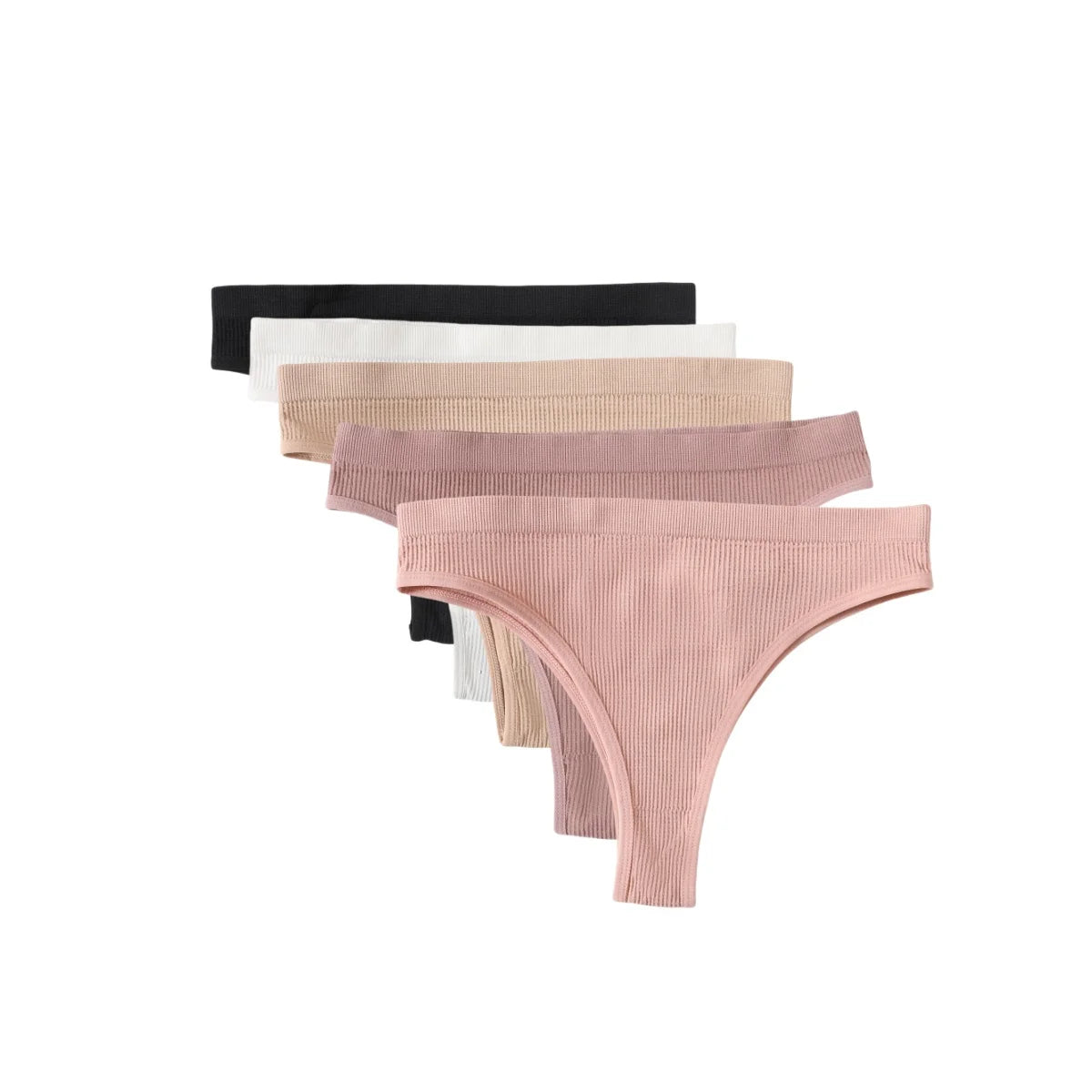 5Pcs/Set Seamless Briefs Women Brazilian Panties Sexy Lingerie Female Underpants Low Rise Bottom Solid Color Underwear ML