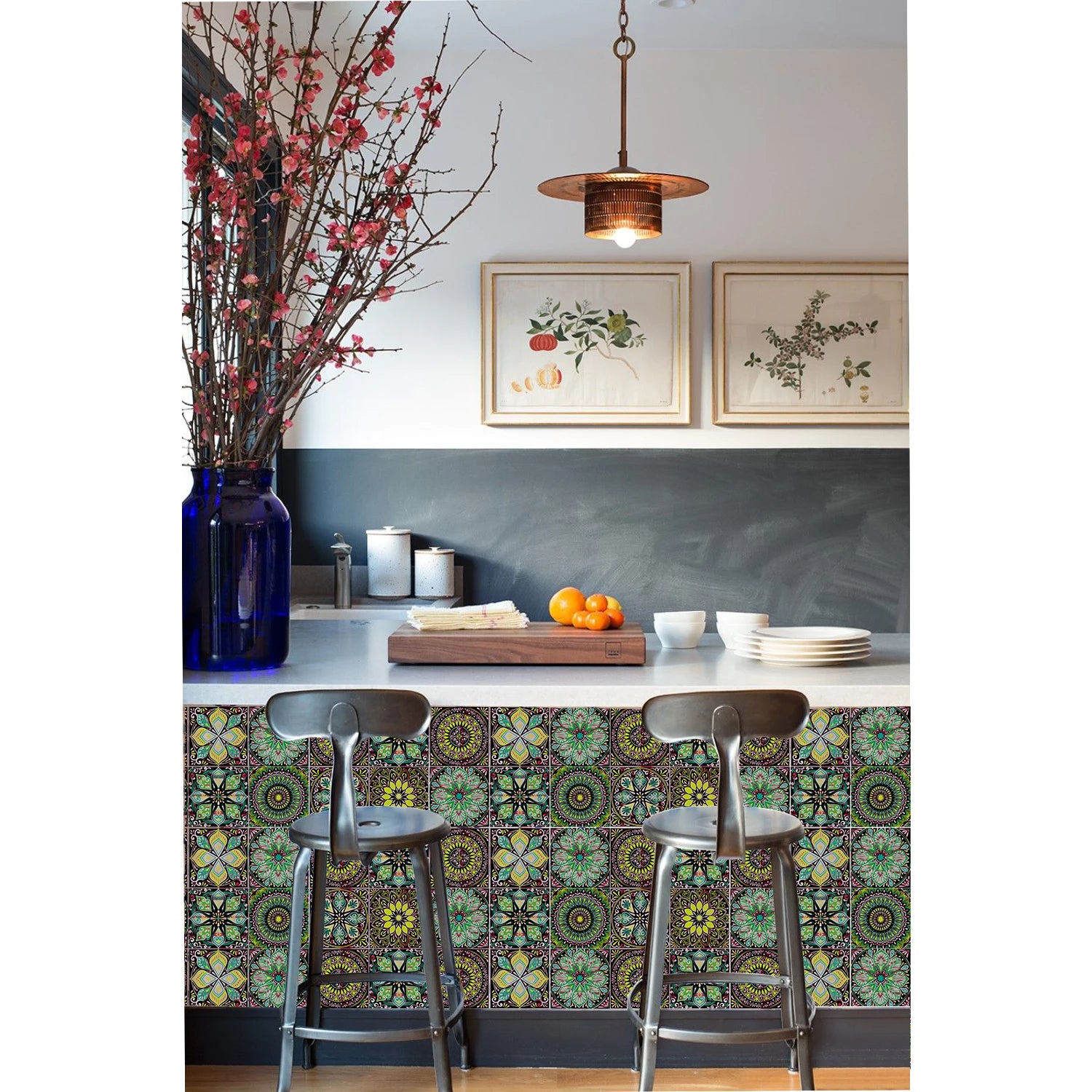 24Pcs European retro style Art Tile Wall Stickers With Self Adhesive Removable Bathroom Kitchen Waterproof Pvc Decal Wallpaper